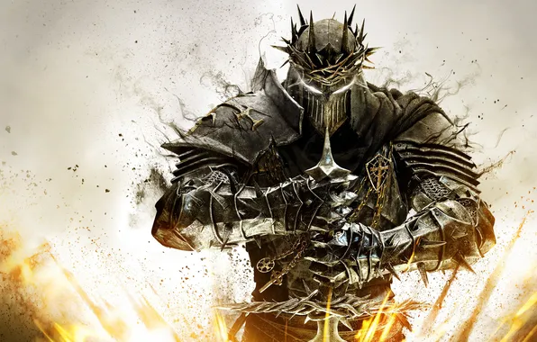 Picture sword, armor, warrior, fantasy, art, Dark Crusader, Lords of the Fallen II