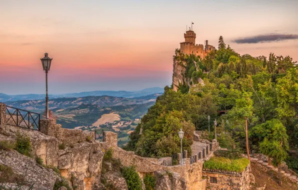Castle, ladder, lantern, San Marino, Guaita tower, Guaita