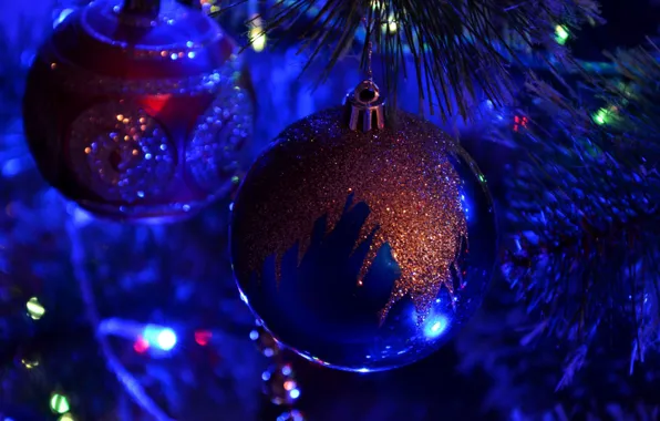 Winter, joy, New Year, beads, tree, decoration