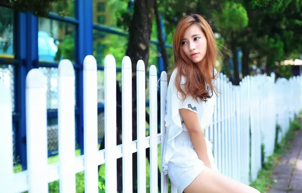 Picture summer, face, the fence, Asian