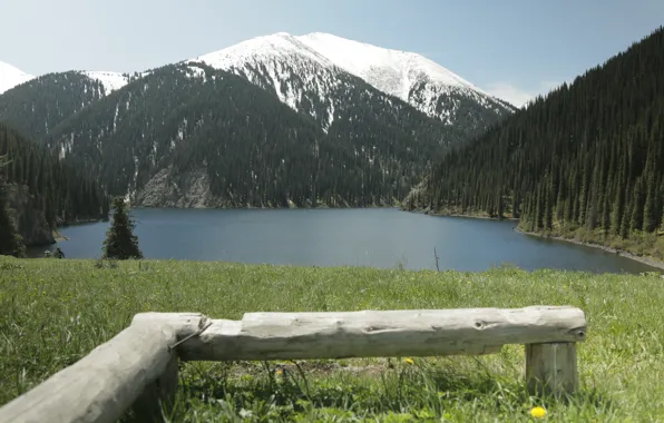 Water, landscape, mountains, nature, lake, Kazakhstan