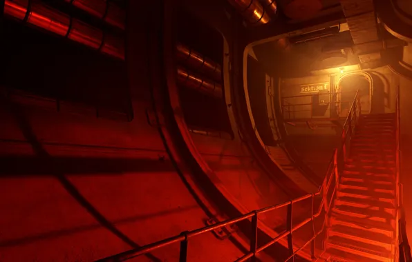 Corridor, steps, shooter, MachineGames, The New Colossus, WOLFENSTEIN TNC