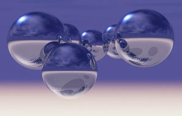 The sky, reflection, rendering, balls, UFO, metallic, sphere, Wallpaper from lolita777