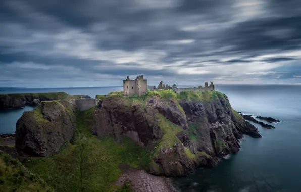 Sea, clouds, castle, rocks, fortress, Wallpaper from lolita777