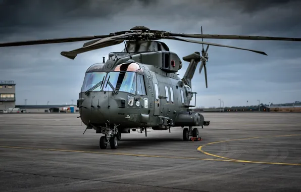 Aviation, helicopter, the airfield, With, AW101 Merlin