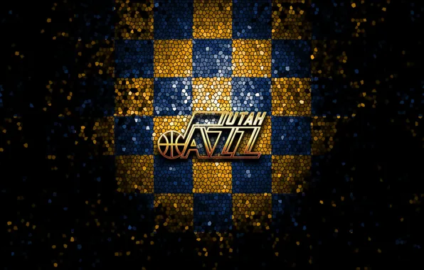 Wallpaper, sport, logo, basketball, NBA, Utah Jazz, glitter, checkered