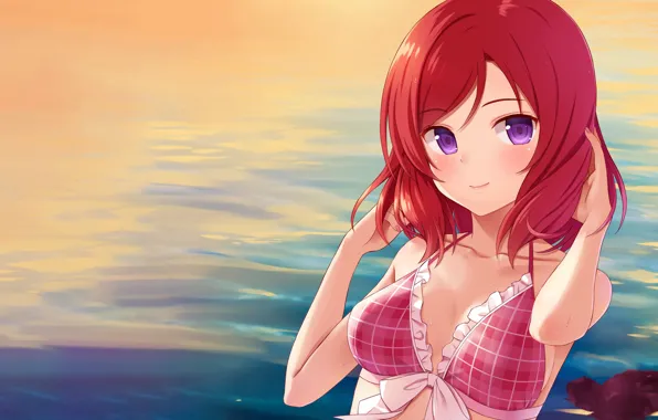 Girl, sexy, boobs, anime, beautiful, short hair, pretty, redhead