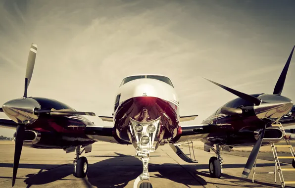 The plane, turbine, cabin, propeller, Beechcraft King Air