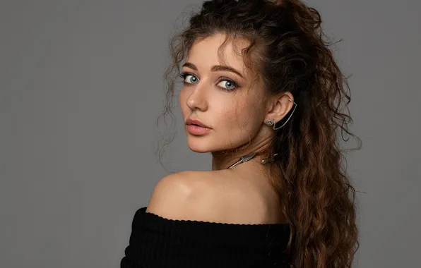 Look, background, model, portrait, makeup, hairstyle, brown hair, beauty