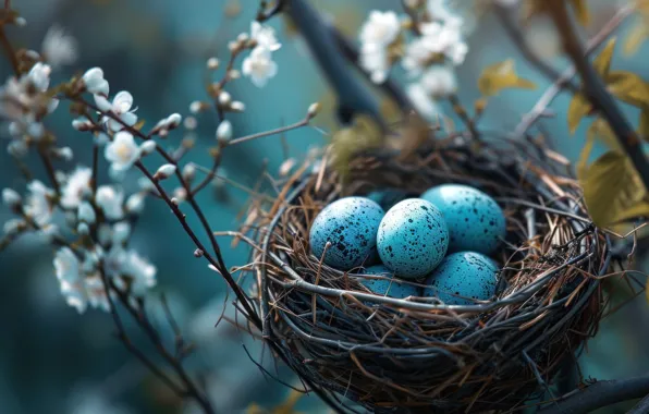 Flowers, holiday, eggs, spring, Easter, socket, painted, eggs