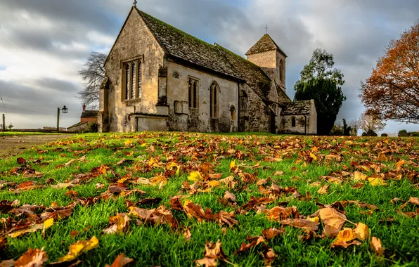 Picture England, Leaves, Church, Old, Poulshot