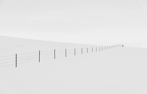 Winter, snow, the fence