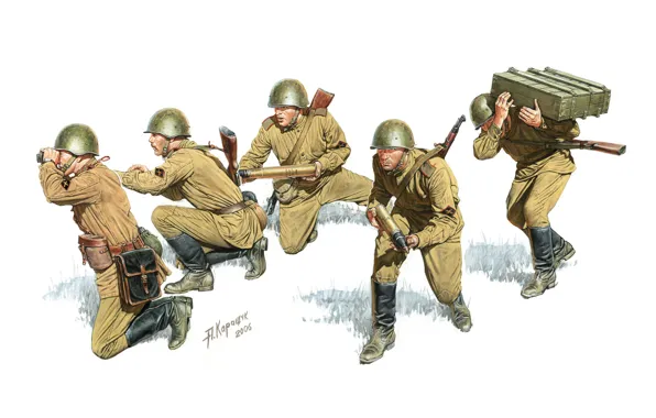 Figure, art, box, rifle, machines, on the position, readiness, Soviet