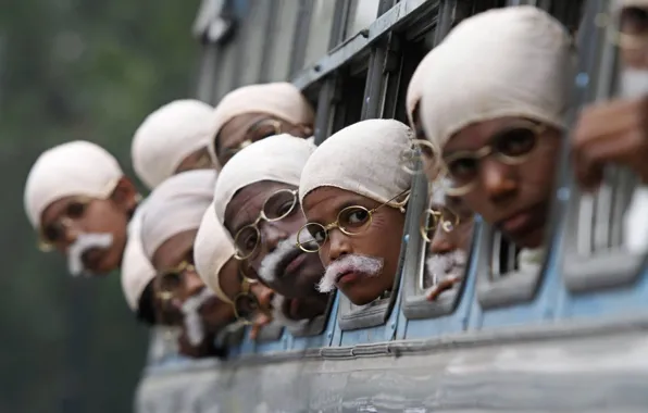 People, India, face, bus, the Indians, curious, they look, mustachioed