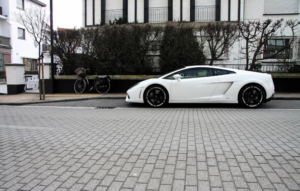 Bike, bridge, lamborghini gallardo