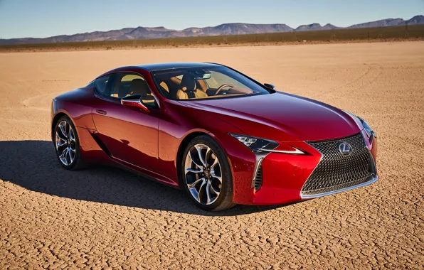 Car, machine, desert, Lexus, red, car, Lexus LC 500