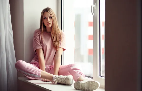 Window, sponge, the beauty, Anna, Evgeniy Bulatov, Evgeny Bulatov