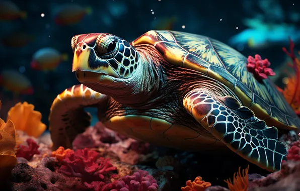 Sea, turtle, sea turtle, AI art, neural network