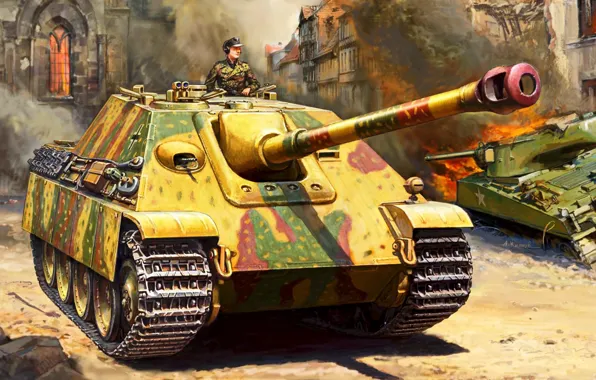 Germany, Painting, SAU, Jagdpanther, The second World war, WW2, class tank destroyers