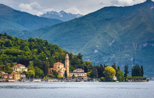 Water, lake, mountain, Italy, Como