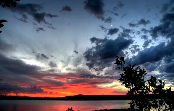 Picture sunset, lake, shore