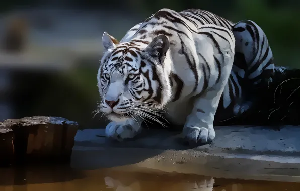 Look, nature, predator, white tiger