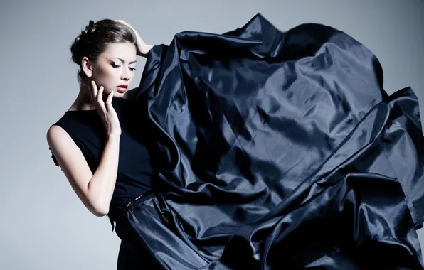 Pose, background, makeup, dress, brunette, hairstyle, outfit, fabric