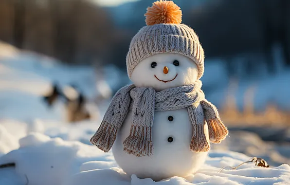 Winter, snow, Christmas, New year, snowman, Christmas, winter, snow