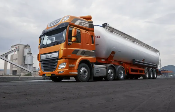 Picture road, orange, industrial zone, DAF, tank, tractor, DAF, the trailer