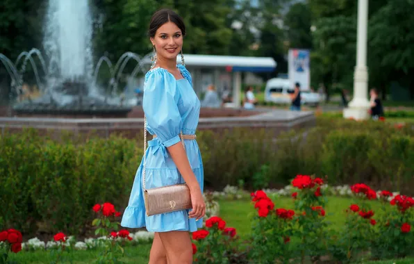 Summer, look, girl, face, pose, smile, model, dress