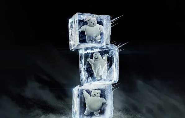 Digital art, ice cubes, Doughboy inside
