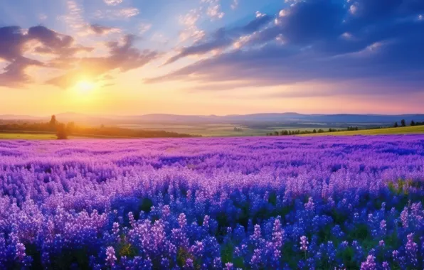 Field, summer, landscape, flowers, nature, strip, dal, the ranks