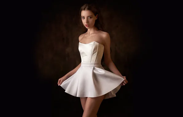Girl, Inga, dress, legs, miniskirt, short dress, lips sensual, Max Pyzhik