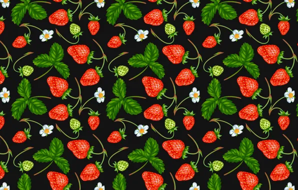 Picture berries, strawberry, flowers