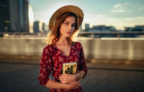 Look, the sun, decoration, bridge, the city, pose, background, portrait