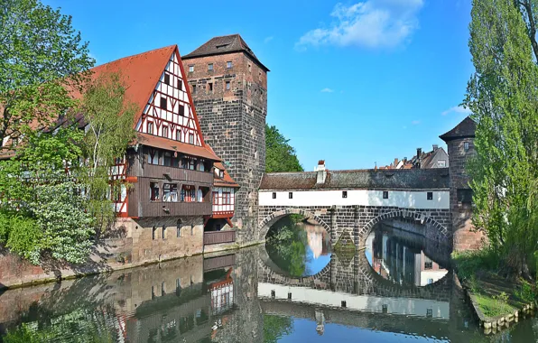 Bridge, Germany, Bayern, channel, architecture, bridge, Germany, Bavaria