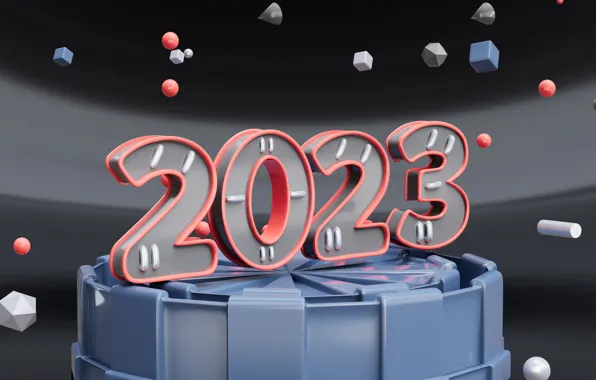 Balls, cubes, rotation, figures, New year, Collider, geometry, grey background