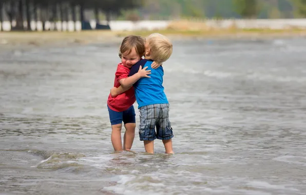 Picture sea, mood, boy, girl