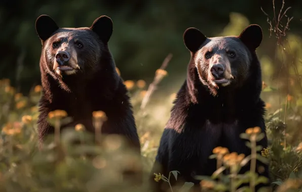 Summer, look, light, flowers, nature, pose, glade, bear