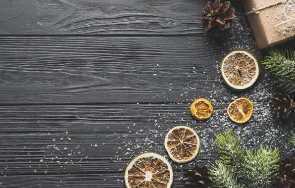 Spruce, gifts, Mandarin, dry orange, the new year 2018