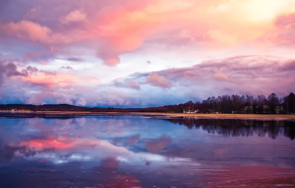 Picture the sky, lake, pink