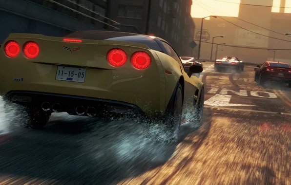 Picture the city, race, chevrolet corvette, need for speed most wanted 2, sorcery