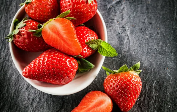 Berries, strawberry, bowl, fresh, strawberry, berries