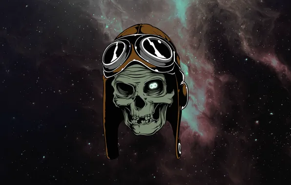 Space, stars, skull, glasses, sake