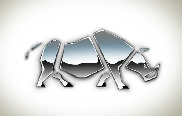 Metal, reflection, figure, white background, part, Rhino