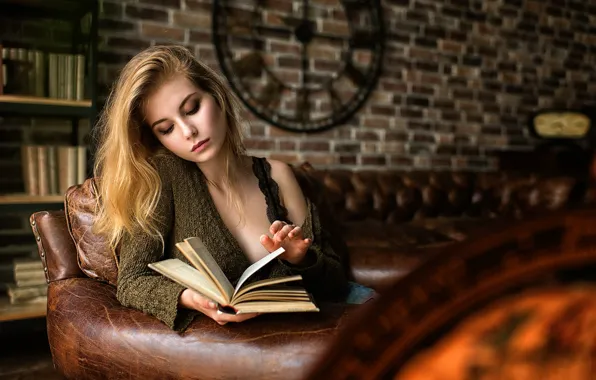 Girl, book, reading, Book of fairytales