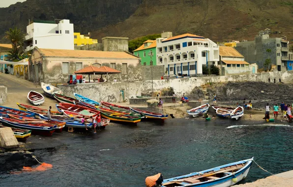 Picture building, boats, The city, harbour, boats, town