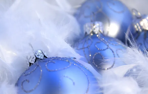Picture macro, holiday, patterns, new year, blue, new year, macro, Christmas balls