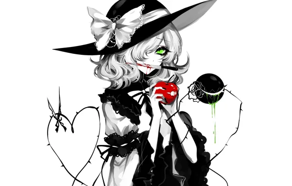 Girl, Apple, knife, heart, Touhou, Touhou, Touhou, anime game