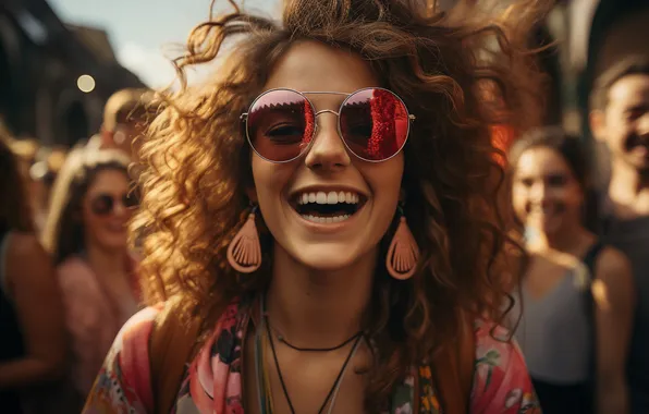 Girl, Smile, Summer, People, Hair, Joy, Digital art, Friends